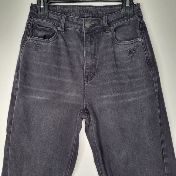American Eagle Outfitters Black Mom Straight Leg Jeans 2 - Picture 4 of 9